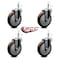 Service Caster 5'' Maroon Polyurethane Wheel Swivel 7/16'' Grip Ring Stem Caster Set, 4PK SCC-GR20S514-PPUB-MRN-716138-4 - alternate 4